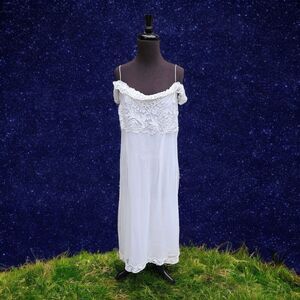 April Cornell White Lace Midi Nightgown Dress Fairy Cottagecore Coquette Medium